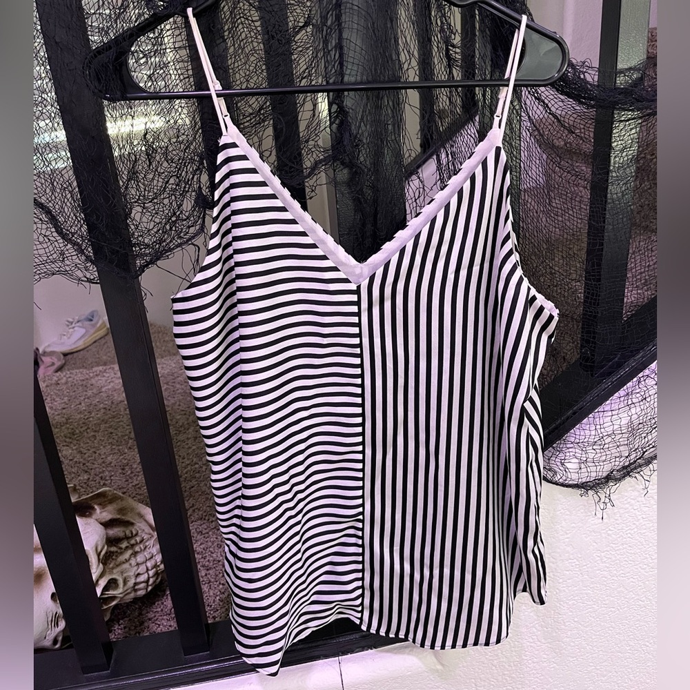 Silky striped dress shirt. Very comfortable.